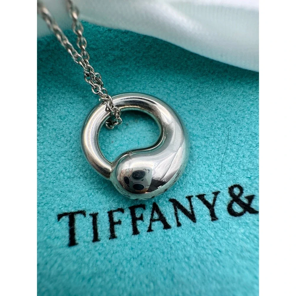 Tiffany & Co Elsa Peretti Eternal Circle Necklace Sterling Silver 925 Spain - Picture 4 of 8
